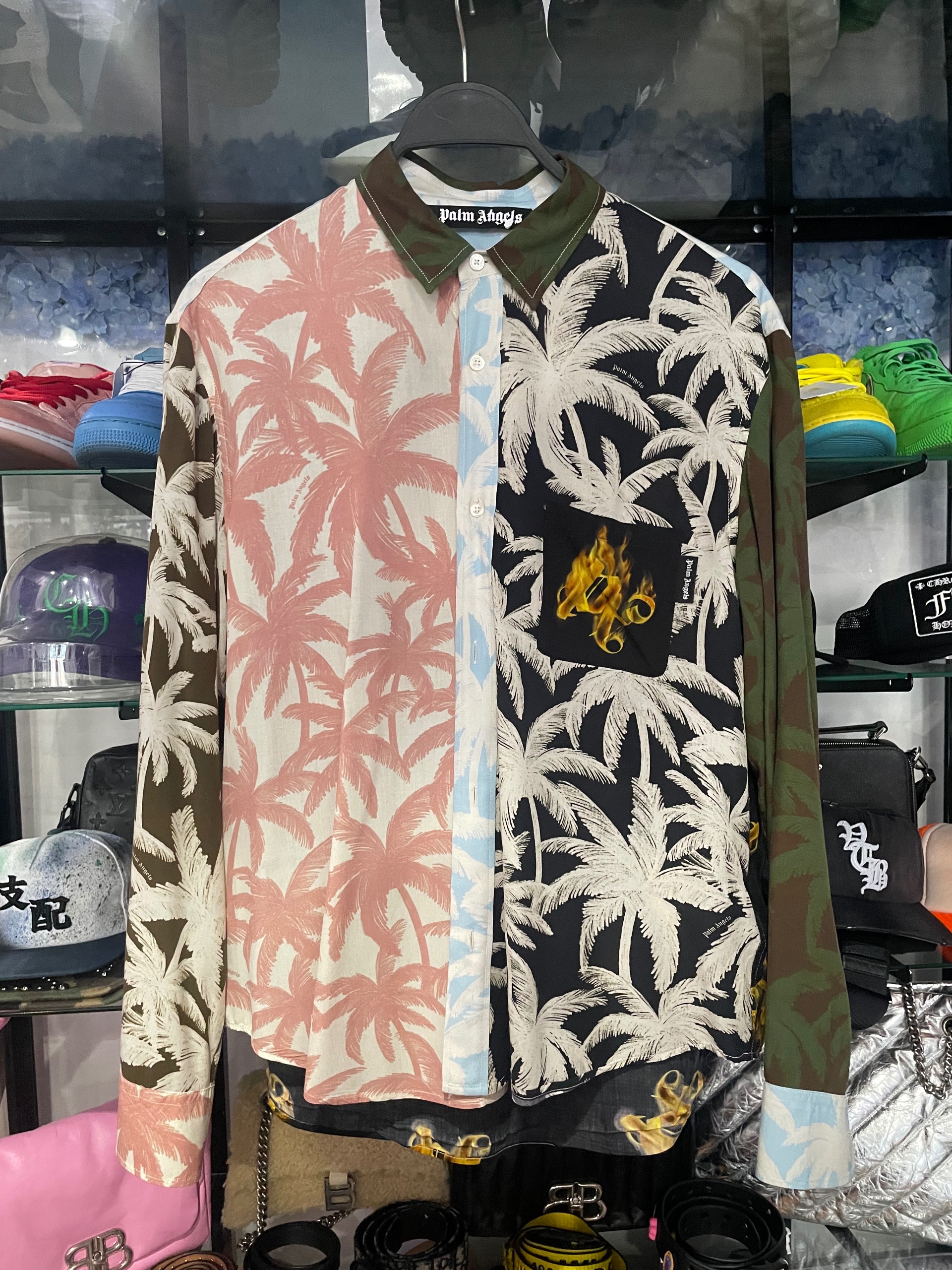 Palm Angel patchwork Palms shirt multicolored palm tree size 46 (used)