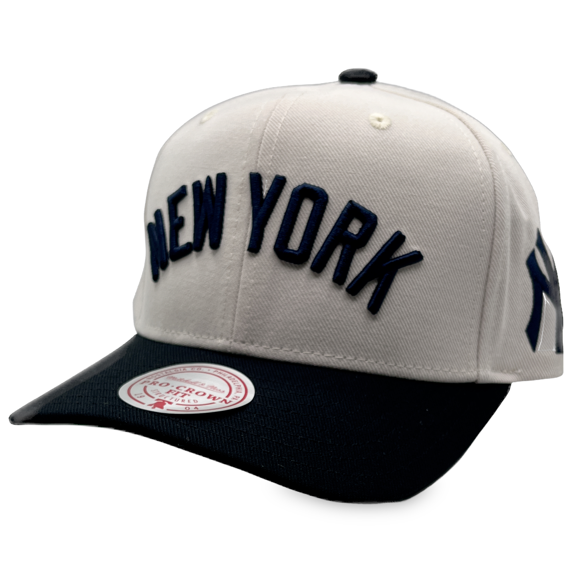 New York Yankees Retro Stone/Black Mitchell and Ness Pro Crown Snapback Hat