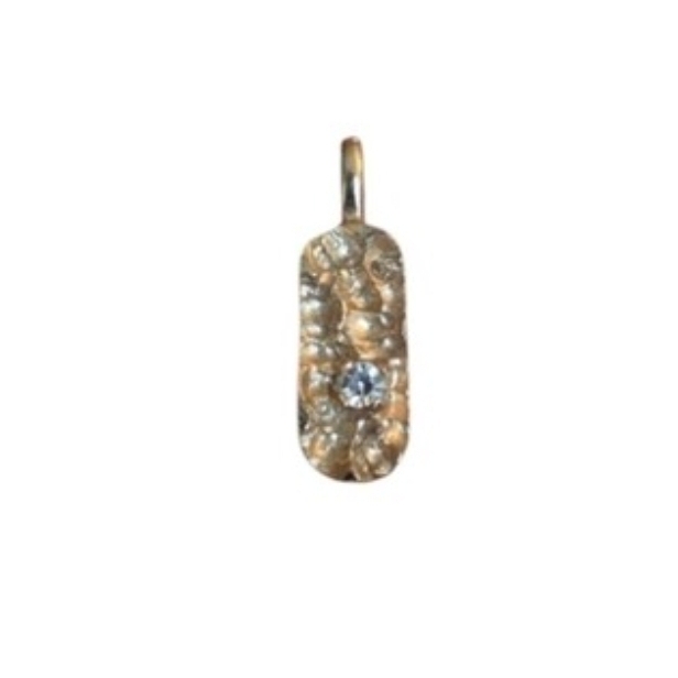 Vintage Elegant Gold Tone Nugget Brilliant Clear Glass Rhinestone Pendant
