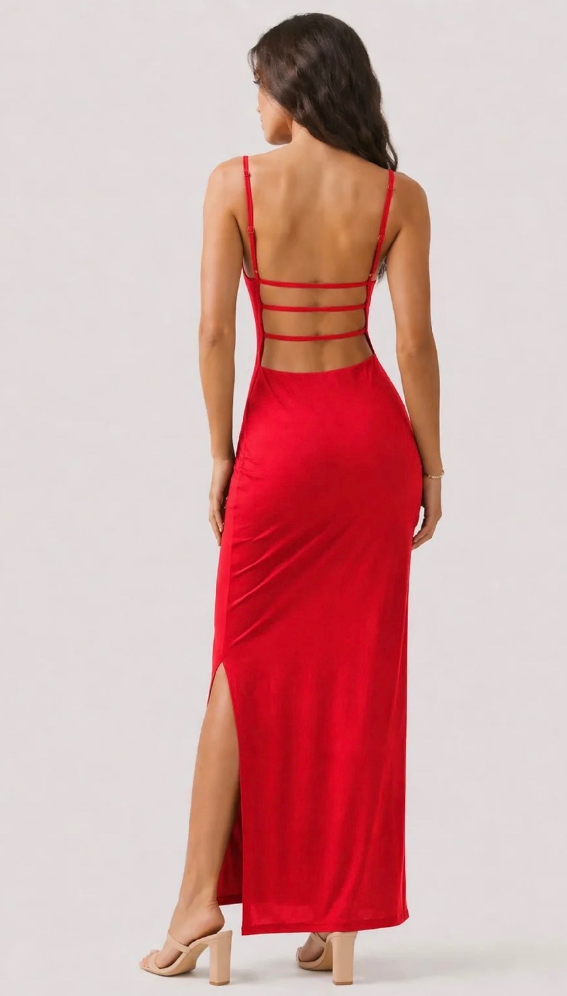 COWL NECK W LAYERED STRAP MAXI DRESS