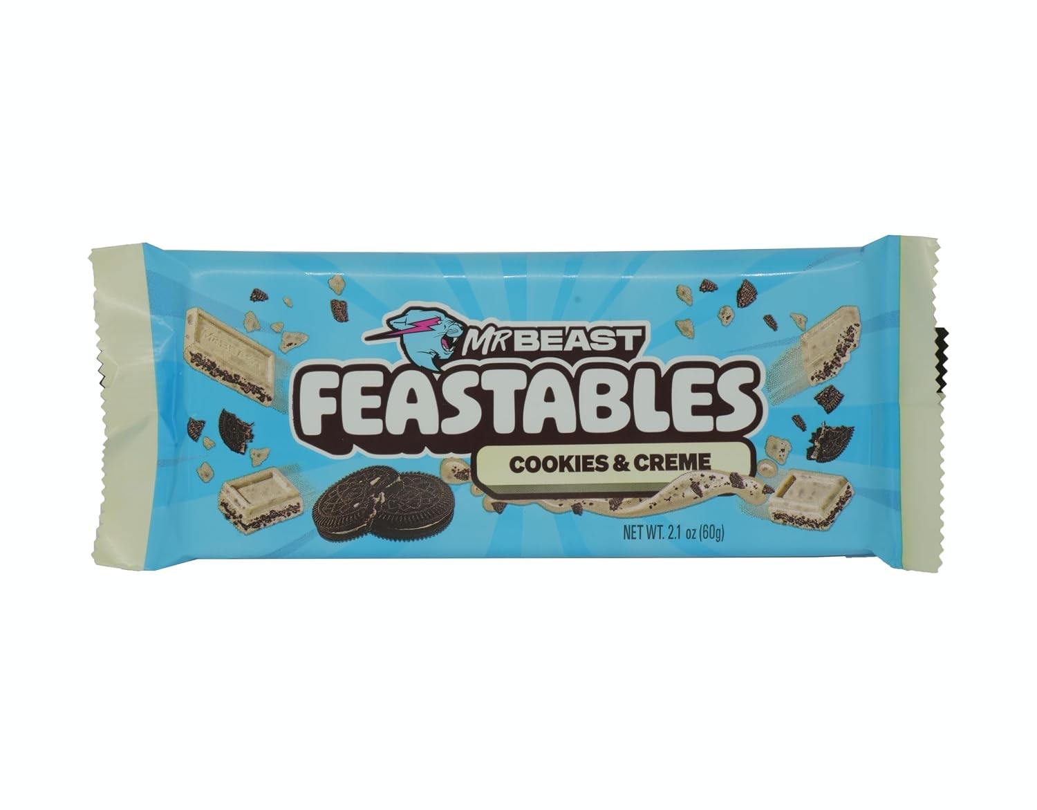 Feastables Mr Beast  Cookies Creme Chocolate Bar 2.1oz 24ct