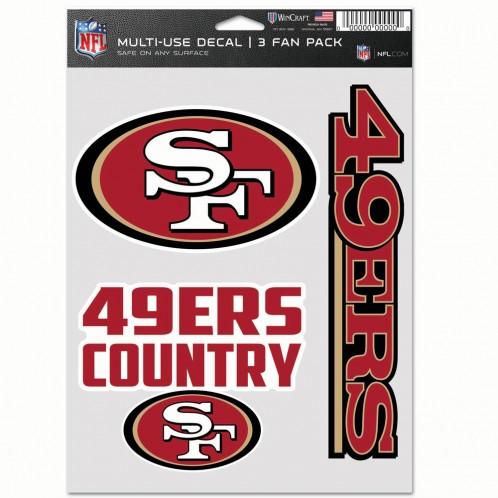 San Francisco 49ers Multi Use 3 Pack Fan Decals
