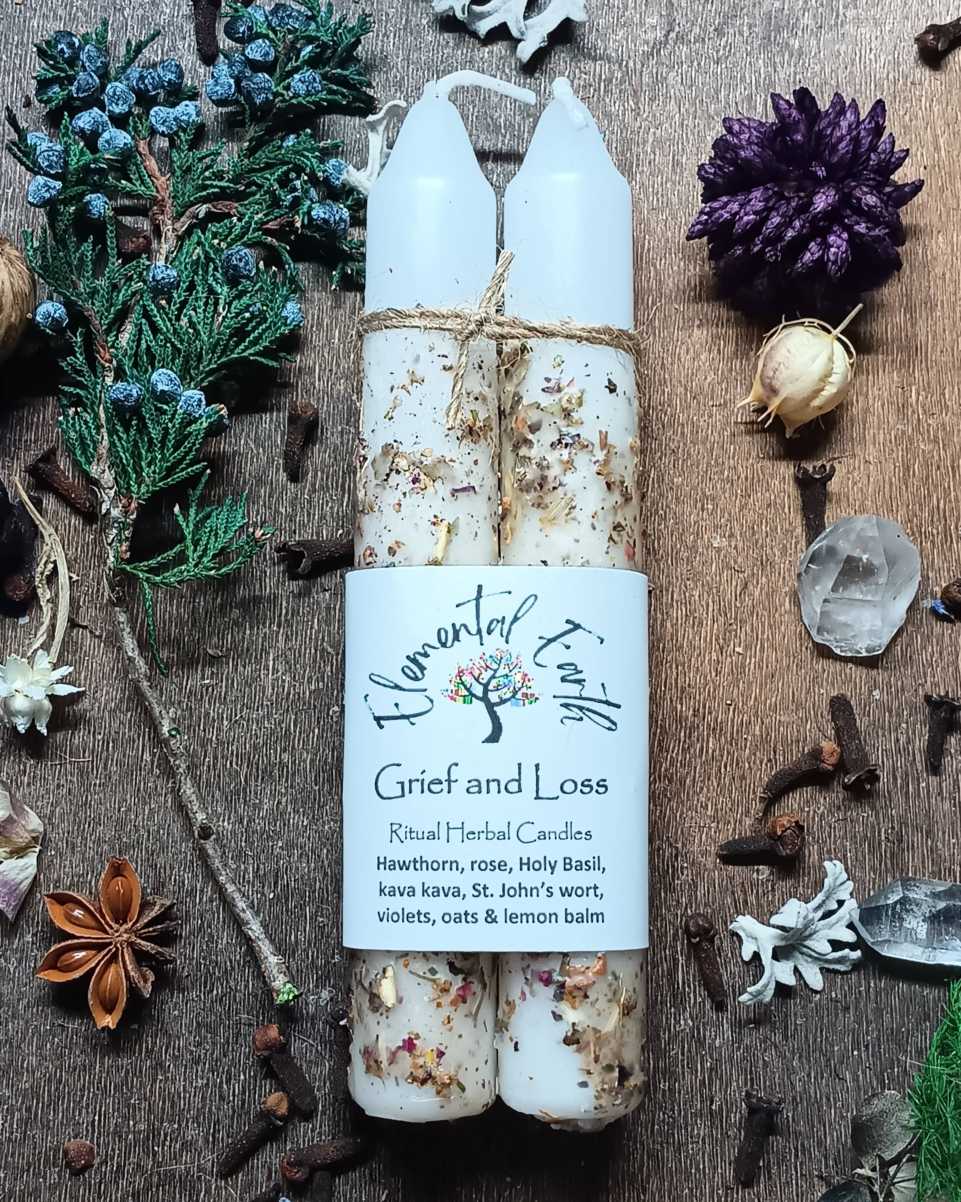 Elemental Earth - Grief and Loss Herbal Intention Candles