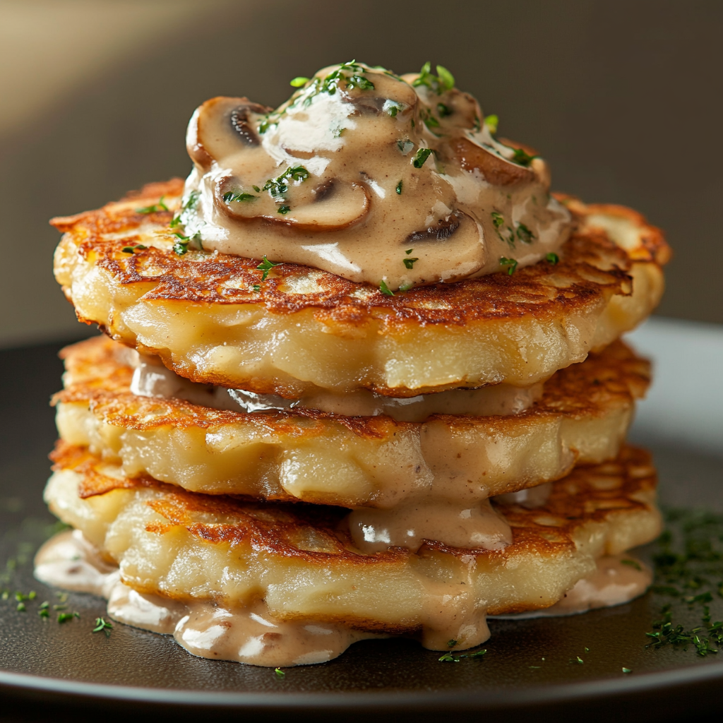 GLUTEN FREE Creamy Mushroom Potato Pancakes