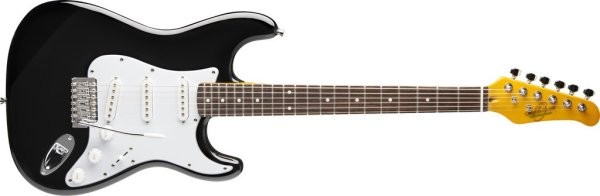 3/4 Size Black Kids Jr. Strat-Style Electric Guitar