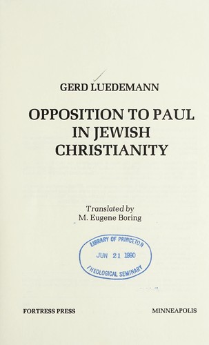Cover of Opposition to Paul in Jewish Christianity