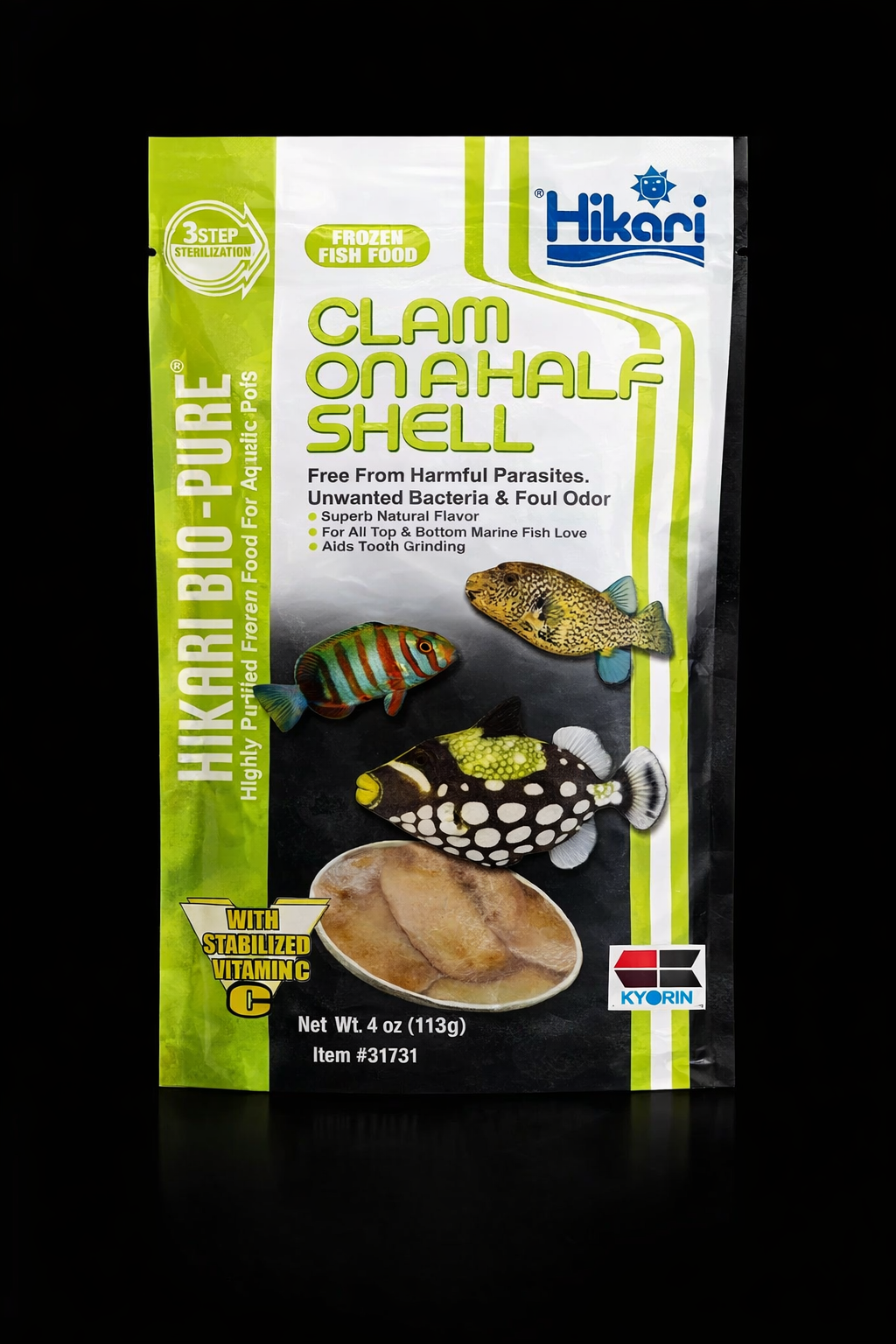 Hikari Bio-Pure Clam on a halfshell 4oz