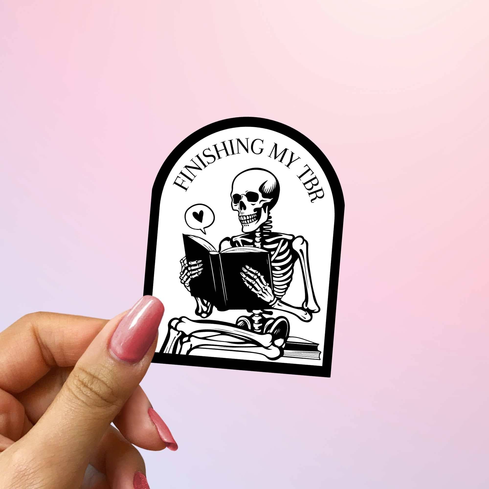 Reading Skeleton Sticker - Finishing My TBR: Holographic