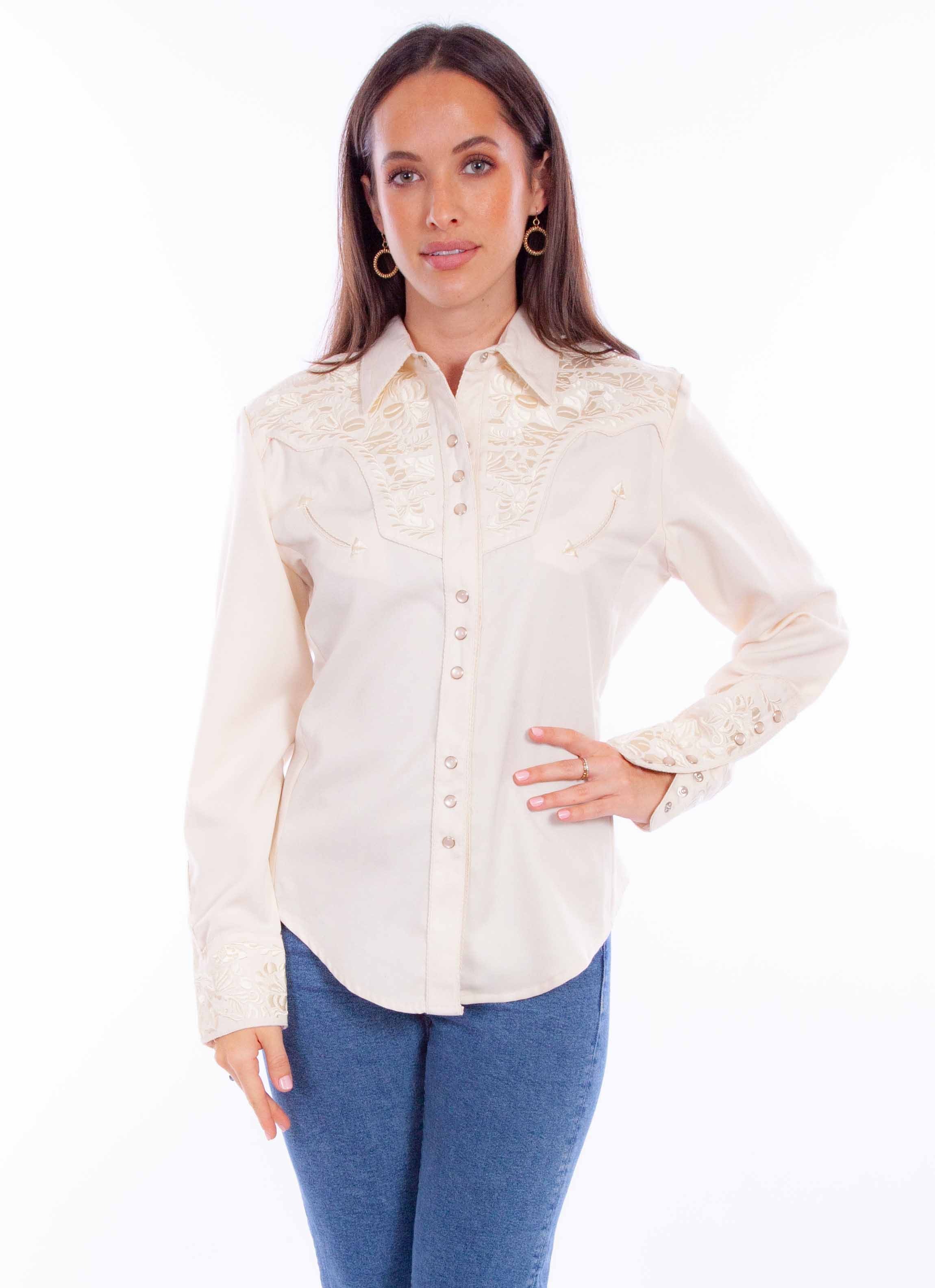 Floral Tooled Emb. Blouse