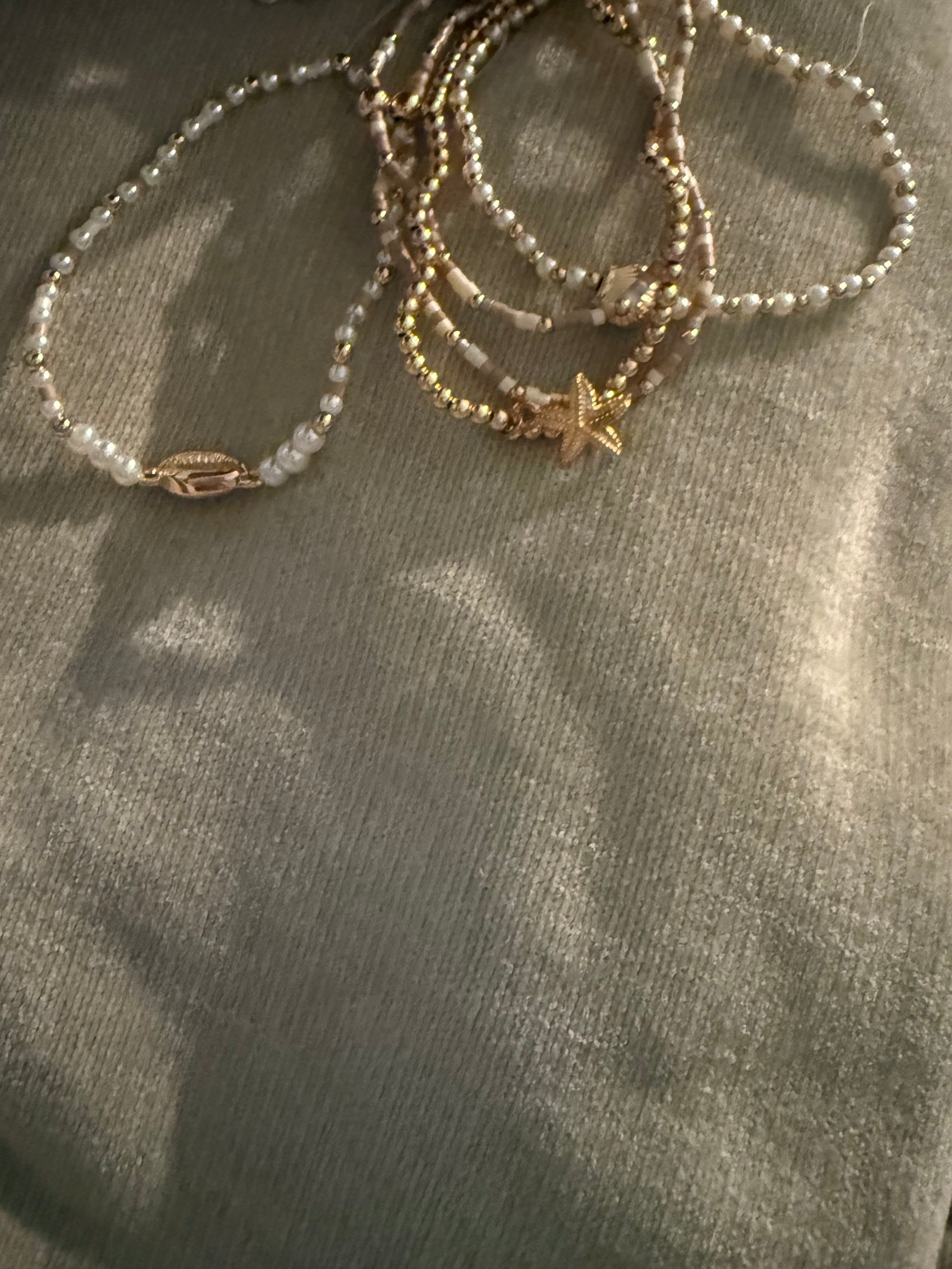 Gold & Pearl Beach Bracelet Set