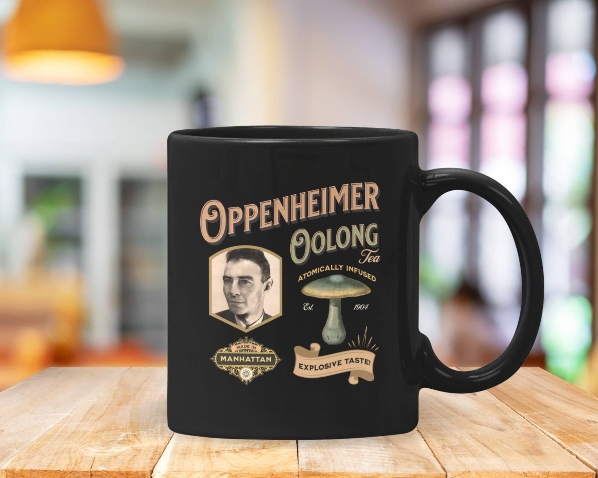 Science & Snark - Oppenheimer Oolong Tea Mug, Famous Scientists Cafe Series