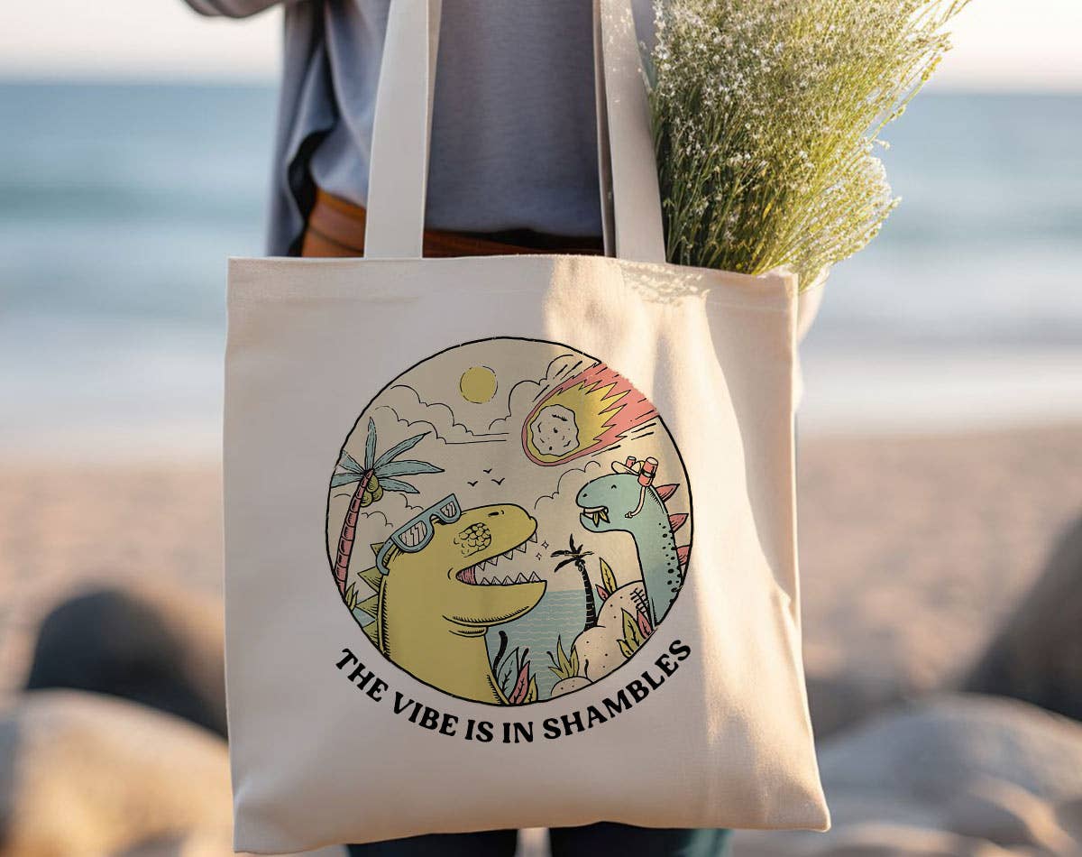 Sister Ray - The Vibe Is In Shambles Funny Dinosaur Tote Bag