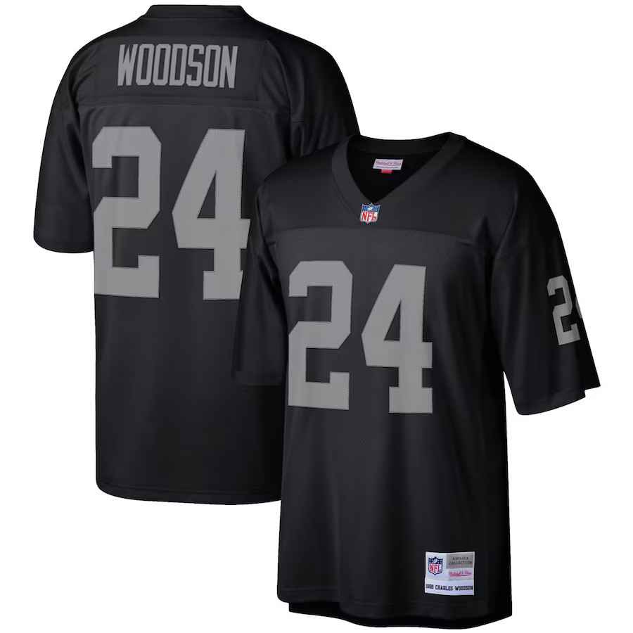 Oakland Raiders 1998 Charles Woodson #24 Black Mitchell and Ness Jersey