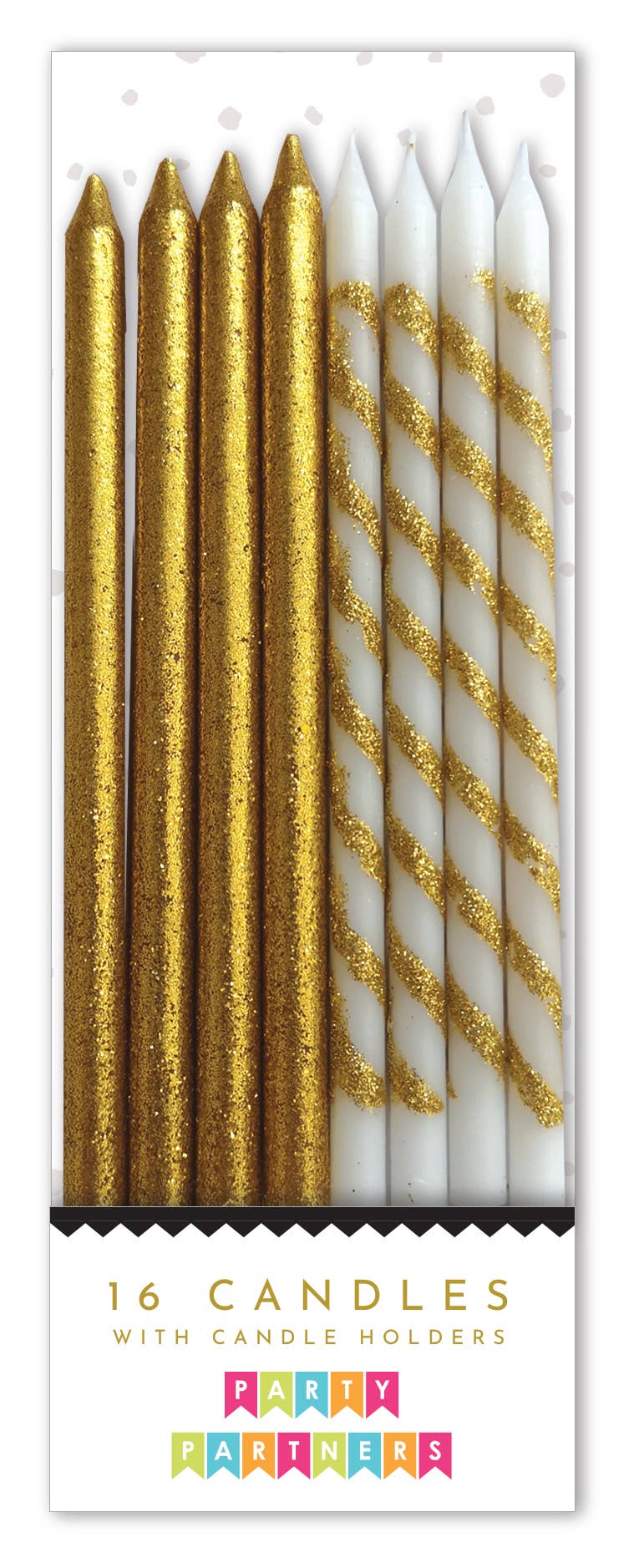 Gold & Glitter Stripes 16 Candle Set